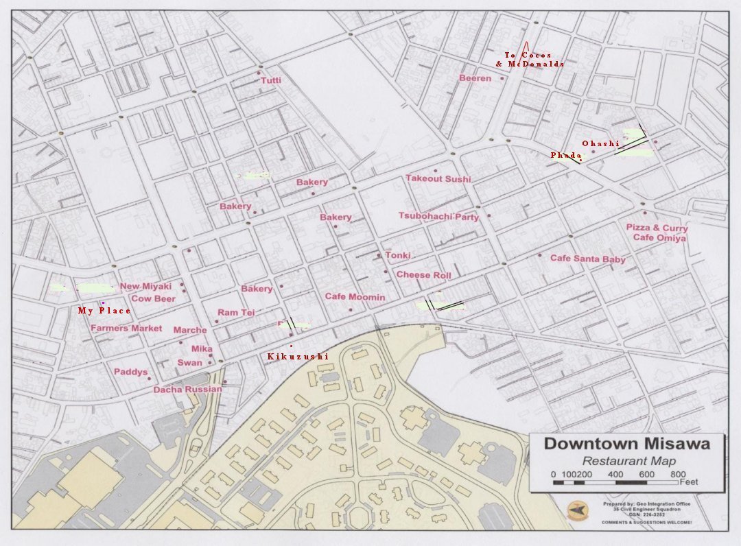 Misawa Restaurant Map